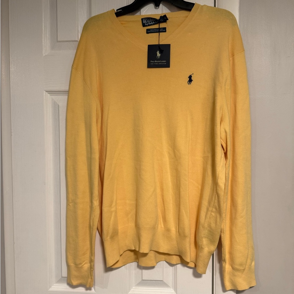 Polo Ralph Lauren Pima Cotton Sweater Yellow XL New With Tags
